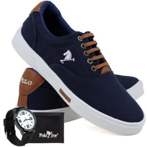 OFERTA 17/12/24 Kit Sapatênis Lona com Relógio e Carteira Masculino Casual - Polo Joy - ejjjf0b9k0