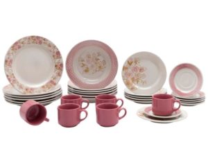 OFERTA 28/12/24 Aparelho de Jantar Chá 30 Peças Biona - Cerâmica Redondo Rosa Donna AE30-5160 - PM 143283500