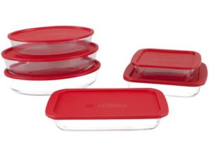AME - Conjunto de Assadeiras de Vidro com Tampa Marinex 6 Peças - Vermelha - 134371886