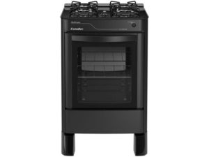 PM - Fogão 4 Bocas Esmaltec Preto - Acendimento Automático Agata Glass -  012207400