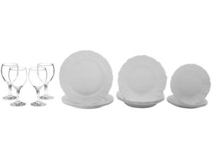 OFERTA 28/12/24 Aparelho de Jantar com Taça 16 Peças Duralex - Redondo Branco Pétala - PM 223301200
