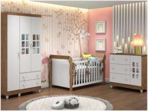 PM - Quarto de Bebê Completo com Berço Guarda-Roupa - e Cômoda Carolina Baby Maria -  224901100