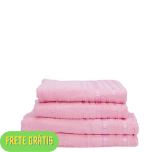 OFERTA 08/08/24 Jogo de Toalhas de Banho Atlântica Delicata - Garden Rosa Cremoso 4 Peças - PM 220559400