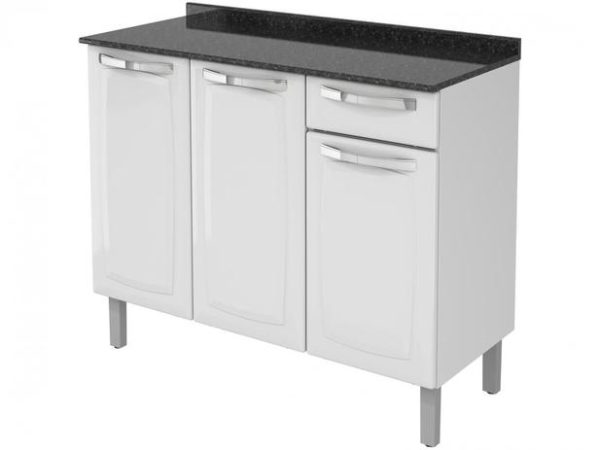 OFERTA 02/01/25 Balcão com Tampo Itatiaia 3 Portas 1 Gaveta - Aço Rose - PM 073827901