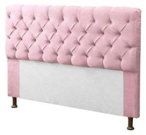 PM - Cabeceira Sofia 90 cm Cama Box Solteiro Quarto Estofado Decoração Montanaris Decor Suede Rosa - af9g228fga