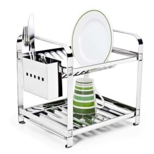 PM - Escorredor 12 Pratos Em Aço Inox Com Porta Talheres Inox - Mak Inox - hgf3adc46a