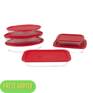 OFERTA 28/12/24 Conjunto de Assadeiras de Vidro Marinex 6 Peças - PM 226541400