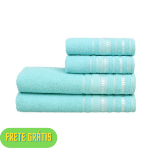 OFERTA 17/08/24 Jogo de Toalhas de Banho Atlântica Delicata - Garden Azul 4 Peças - PM 220559500