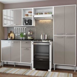 OFERTA 29/10/24 Cozinha Completa Compacta Xangai Plus Multimóveis Branco/Fumê - PMeej633kjfb