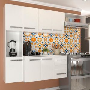 OFERTA 20/11/24 Cozinha Compacta Suspensa 7 Portas 2 Gavetas Armário E Balcão Loft Branco - Panorama Móveis - PM bbca1bbjb0