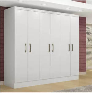 OFERTA 17/12/24 Guarda Roupa Casal 6 Portas 2 Gavetas Paris Espresso Móveis Branco - PM ec395e2g4b