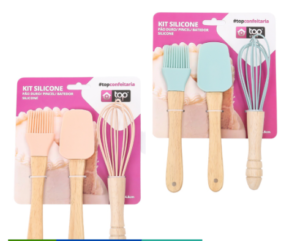 SHP - Kit Confeiteiro com Pão Duro/Pincel/Fue Silicone com Cabo de Madeira - TOP