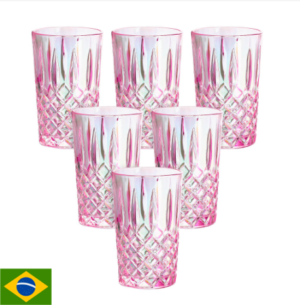 02/07/24 Jogo de Copos de Vidro Lumini Rosa Furta-cor 380ml - Casambiente COPO090 - SHP
