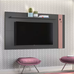 PM - Painel para TV até 48 Polegadas Eyre Grafite e Rosé - Olivar Móveis - hd5hgge801