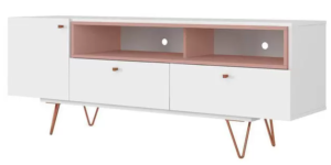 PM - Rack para TV até 49” 1 Porta 2 Gavetas - Olivar Móveis Retrô Metal Alasca - 225183800