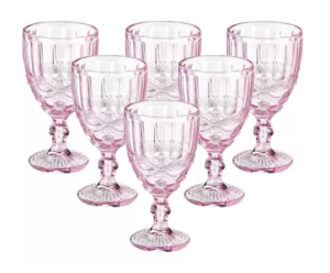 PM - Jogo De Taças Rosa Transparente Água E Vinho 6 Unidades - Mimo Style - hhkgfddg24