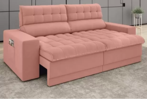 PM - Sofá Omega 2,00m Assento Retrátil e Reclinável Velosuede Rose - NETSOFAS - kkjfgfhjfj
