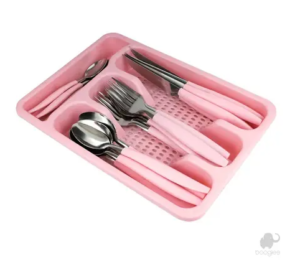PM - Jogo De Talheres 25 Peças Rosa Soft Inox - Booglee - bkk913kg11