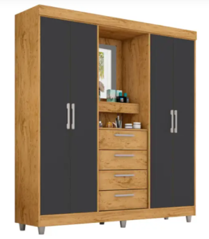 OFERTA 03/10/2024 Guarda-roupa com Espelho 4 Portas 4 Gavetas Araplac Pequim -PM 236860700