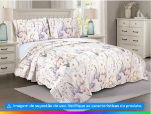 OFERTA 19/11/24 Colcha Queen Camesa de Poliéster Evolution Patchwork Mandi Floral Bege 3 Peças - PM 238765200
