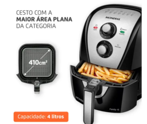 OFERTA 20/01/25 Fritadeira Elétrica sem Óleo/Air Fryer Mondial Family AFN-40-BI Preto 4L com Timer - PM 228887000