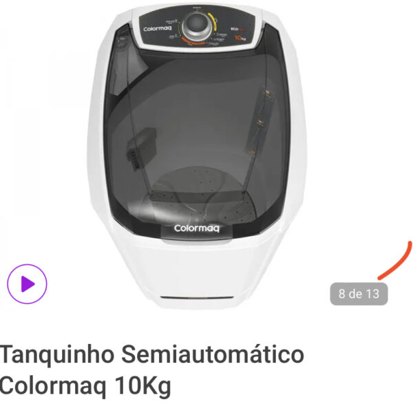 OFERTA 27/12/24 Tanquinho Semiautomático Colormaq 10Kg  -PM 224108300