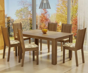 OFERTA 21/11/24 Conjunto Sala de Jantar Mesa Tampo de Madeira com 6 Cadeiras Analu Madesa - PM fh723aaec9