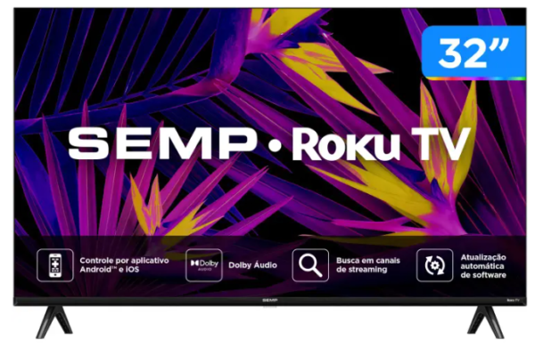 OFERTA 18/11/24 Smart TV 32" HD LED Semp 32R6610 Wi-Fi 3 HDMI 1 USB - PM238305000