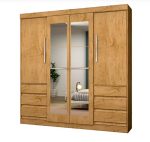 OFERTA 04/12/24 Guarda-roupa Casal com Espelho 4 Portas 6 Gavetas Araplac Sofia - PM 235656400