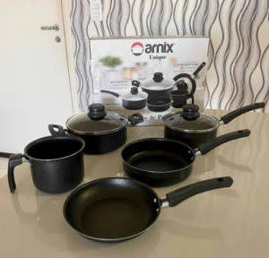 OFERTA 17/12/24 Conjunto De Panelas Teflon Preto 5 Peças - ARNIX - PM jfa6k0e433