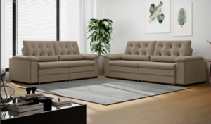 OFERTA 19/12/24 Conjunto de Sofás 2 e 3 lugares Retrátil Reclinável Suede Phormatta Colômbia SMP - PM 238541400